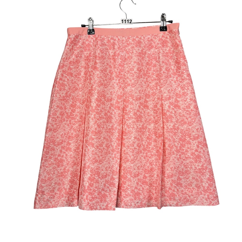 Banana Republic Floral Silk Skirt Womens 4 Pink Rose Print Pleated Cottagecore
